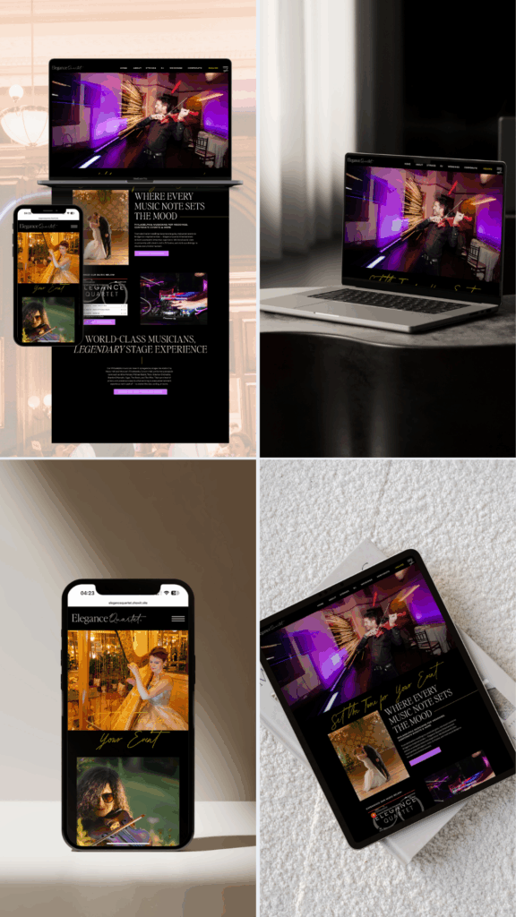 Collage of website mockups for Elegance Quartet