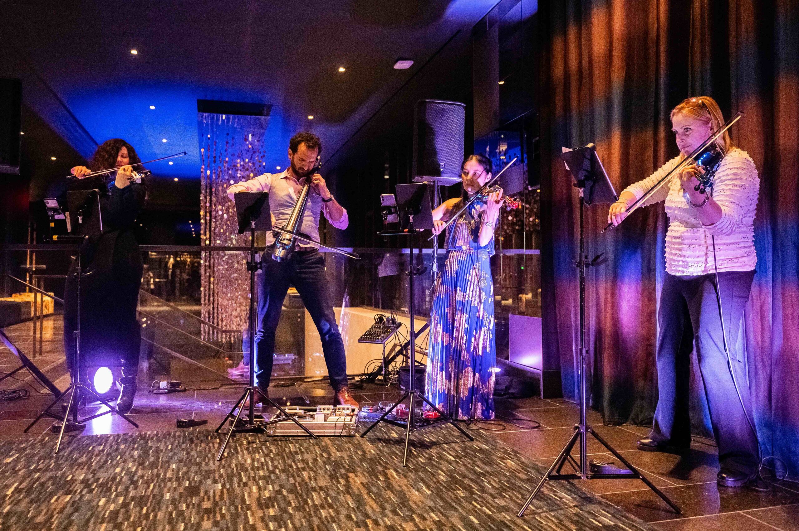 electric string trio and beatbuddy for corporate party